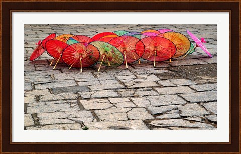 Framed Umbrellas For Sale on the Streets of Jinan, Shandong Province, China Print