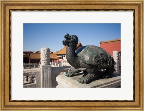 Framed Turtle statue, Chinese symbol, Forbidden City, Beijing Print