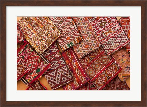 Framed Woven Fabrics, Essaouira, Morocco Print