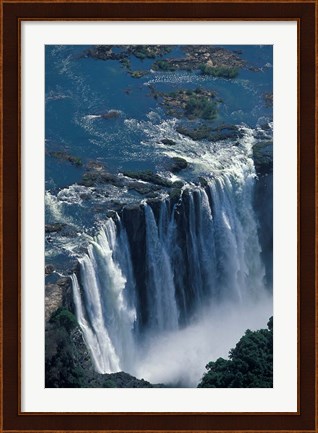 Framed Zambezi River Flowing over Victoria Falls, Mosi-Oa-Tunya National Park, Zambia Print