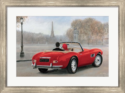 Framed Ride in Paris III Red Car Print