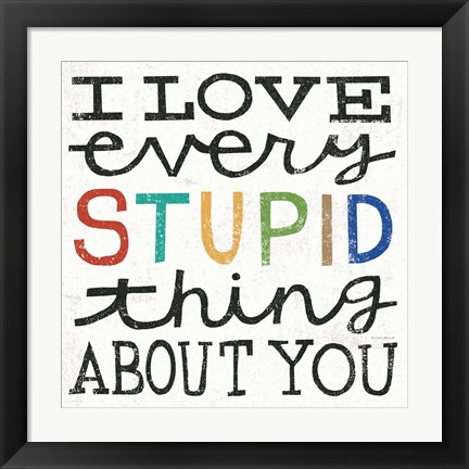 Framed I Love Every Stupid Thing About You Print