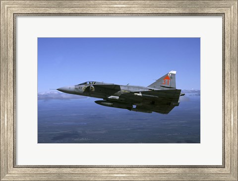 Framed Saab JA 37 Viggen fighter of the Swedish Air Force Print