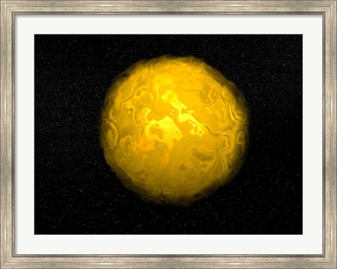 Framed Bright sun shining in the universe with starry background Print