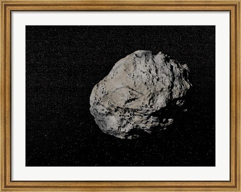 Framed Large grey meteorite in the universe full of stars Print