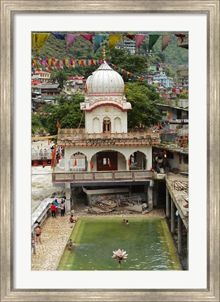 Framed Sri Guru Nanak Ji Gurdwara Shrine, Manikaran, Himachal Pradesh, India Print