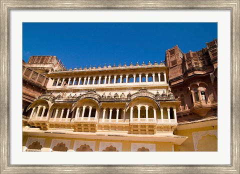 Framed Close-up of Building in Jodhpur at Fort Mehrangarh, Rajasthan, India Print