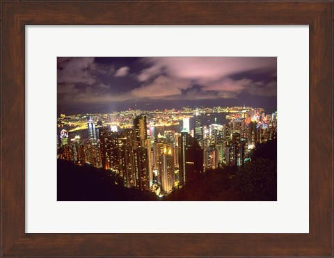 Framed Hong Kong Skyline from Victoria Mountain, China Print