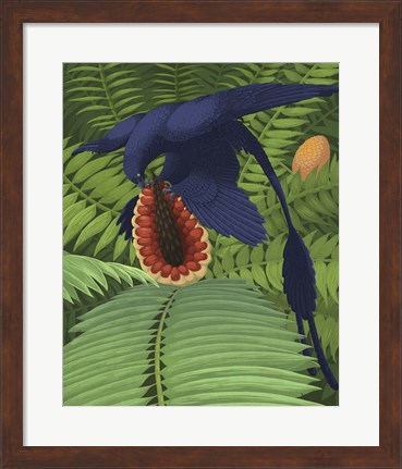 Framed Microraptor gui snacking on a cycad fruit Print