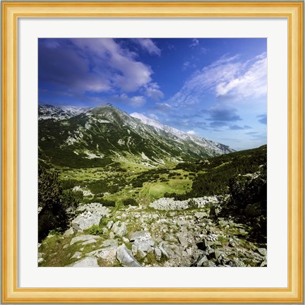 Framed green valley through Pirin Mountains, Pirin National Park, Bulgaria Print