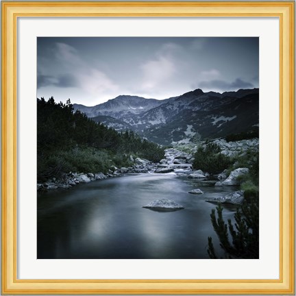 Framed Small river in the mountains of Pirin National Park, Bansko, Bulgaria Print