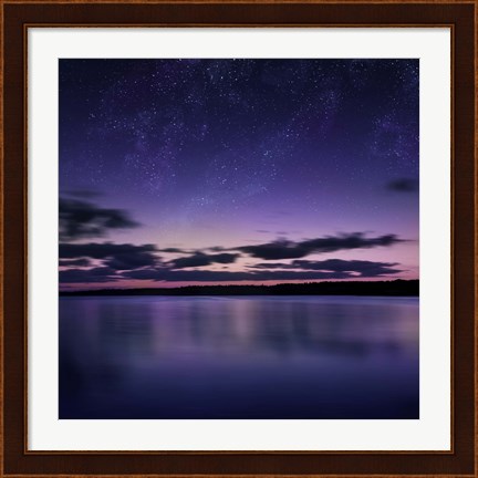 Framed Tranquil lake against starry sky, Russia Print