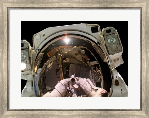 Framed Astronaut Taking a Self-Portrait in space Print