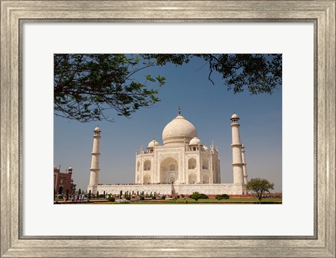 Framed Asia, India, Taj Mahal with trees above as framing element Print