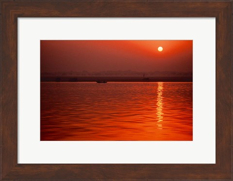 Framed Sunset over the Ganges River in Varanasi, India Print