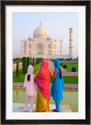 Framed Hindu Women with Veils in the Taj Mahal, Agra, India Print