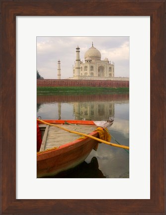 Framed Canoe in Water with Taj Mahal, Agra, India Print