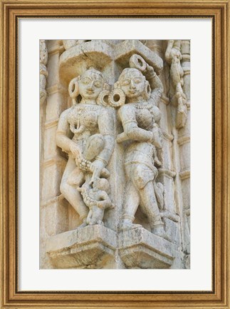 Framed Ranakpur Jain Temple with Carving Between Ghanerao and Udaipur, Rajasthan, India Print