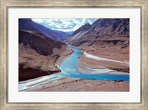 Framed India, Ladakh, Indus and Zanskar Rivers merge Print