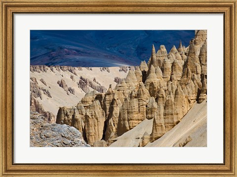 Framed Eroded formation of mountain, Himalayas, Ladakh, India Print