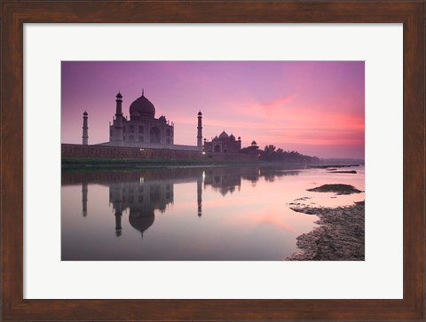 Framed Taj Mahal From Along the Yamuna River at Dusk, India Print