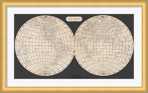 Framed Map of the World, 1812 Print