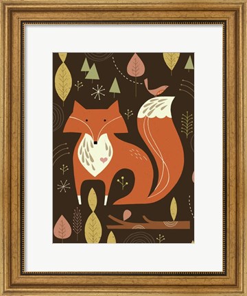 Framed Fox in the Woods Print