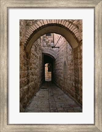 Framed Arch of Jerusalem Stone and Narrow Lane, Israel Print