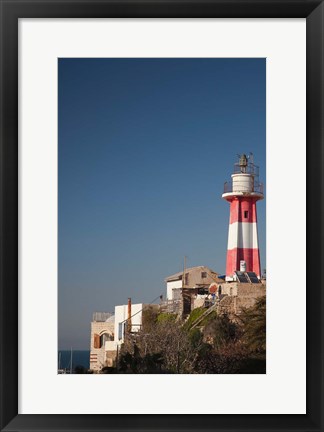 Framed Israel, Tel Aviv, Jaffa, Jaffa Old Port, lighthouse Print