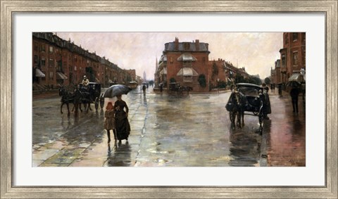 Framed Rainy Day, Boston, 1885 Print
