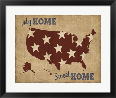 Framed My Home Sweet Home USA Map Print