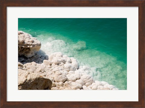 Framed Jordan, Dead Sea, Salt on the sea shore Print