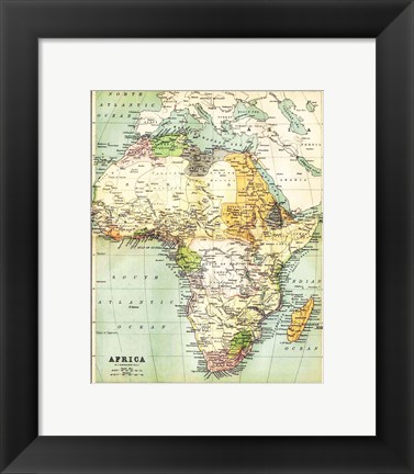 Framed Map of Africa 1885 Print