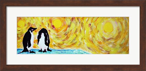 Framed Starry Night Penguin I Print