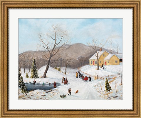 Framed Winter At The Old Homestead Print