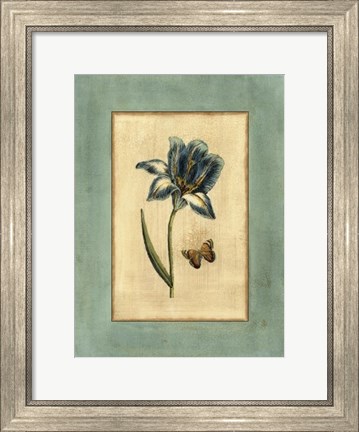 Framed Crackled Spa Blue Tulip I Print