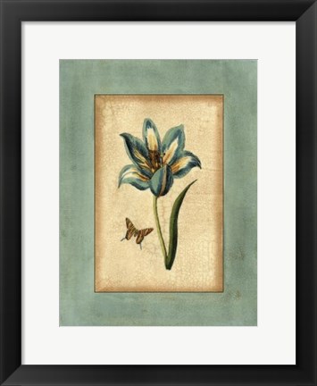 Framed Crackled Spa Blue Tulip III Print