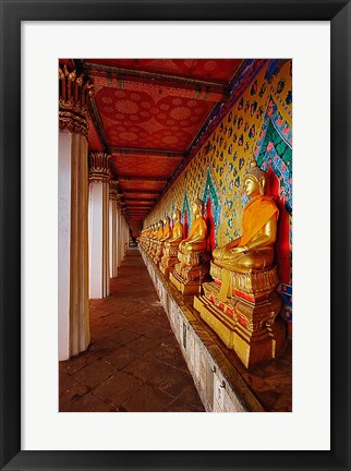 Framed Line of Buddhas, Wat Arun, Bangkok, Thailand Print