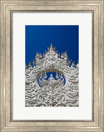 Framed new all white temple of Wat Rong Khun in Tambon Pa O Don Chai designed by Chalermchai Kositpipat. Print