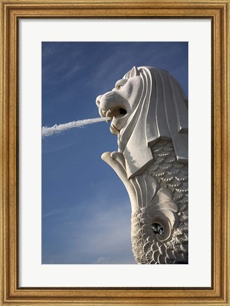 Framed Singapore. Merlion statue in the Merlion Park Print