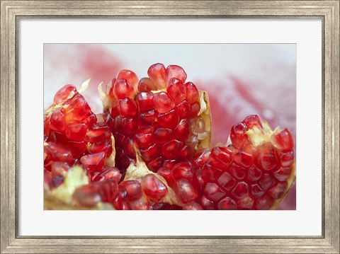 Framed Pomegranate on the street raw or made into juice, Bangkok, Thailand Print