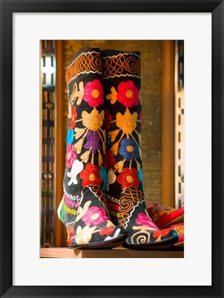 Framed Display of Shoes For Sale at Vendors Booth, Spice Market, Istanbul, Turkey Print