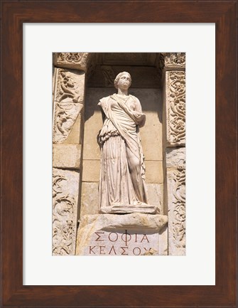 Framed Statue in Historical Wall at Ruins of Ephesus, Turkey Print