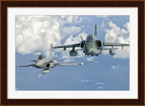 Framed Dassault Rafale of the French Air Force and an Embraer A-1B of the Brazilian Air Force Print