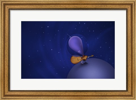 Framed Guitar Playing Martian Print