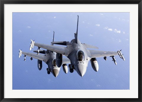 Framed Two Dutch F-16AMs Over the Mediterranean Sea Print