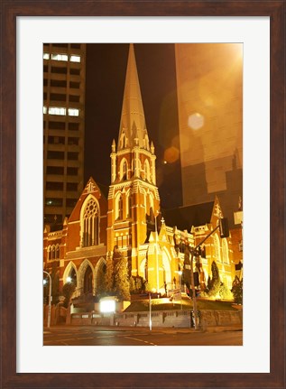 Framed Albert Street Uniting Church at Night, Brisbane, Queensland, Australia Print