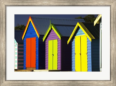 Framed Bathing Boxes, Middle Brighton Beach, Port Phillip Bay, Melbourne, Victoria, Australia Print
