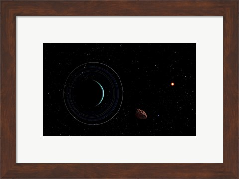 Framed Uranus with the Distant Sun and an Inner Satellite Print