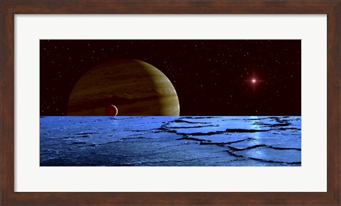 Framed Jupiter and its Moon Lo as Seen from the Surface of Jupiter&#39;s Moon Europa Print